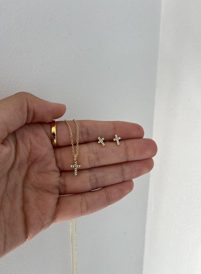 BaubleBar Cross Jewelry Gift Set, Necklace & Earrings Set, Fashion Jewelry for Women, Wrapped in a Gift Box, Perfect for Birthday, Christmas, Valentine's Day - Image 5